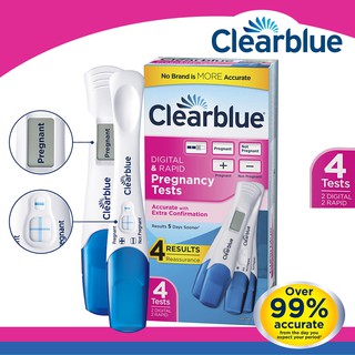 Clearblue Pregnancy Test Combo Pack 4 Tests - 2 Digital with Smart Countdown & 2 Rapid Detection