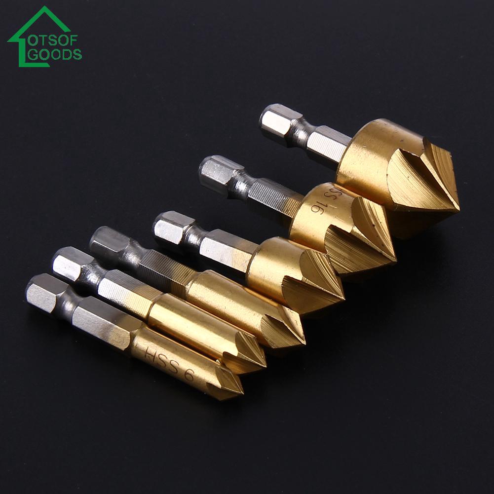 6pcs/set 90 Degree Metric Woodworking Countersink Drill Bit Countersink