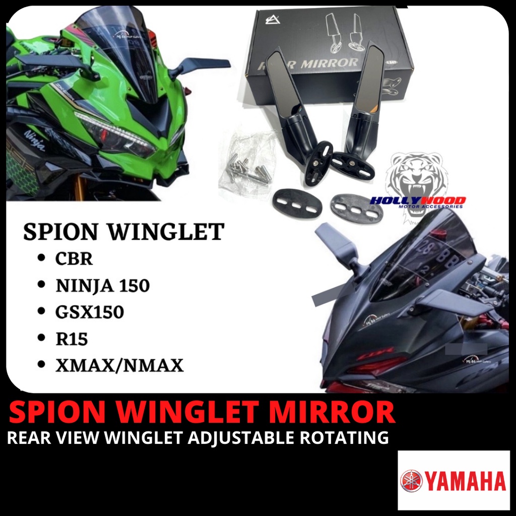KAWASAKI NINJA 250 300 400 650 YAMAHA R15 R25 HONDA CBR REAR VIEW MIRRORS WIND / WINGLET