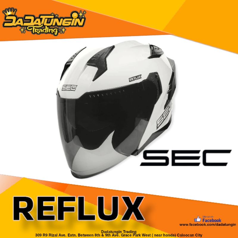 SEC Reflux Halfface Dual Visor Helmet w/ Free Extra Clear Visor and