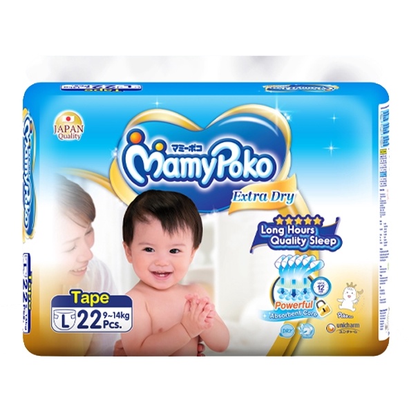 Mamypoko Diaper Extra Dry Tape Large 22pcs 