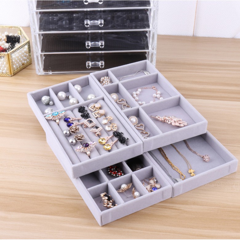 Velvet Jewelry Storage Tray Display Jewel Holder Stand Bracelet ...