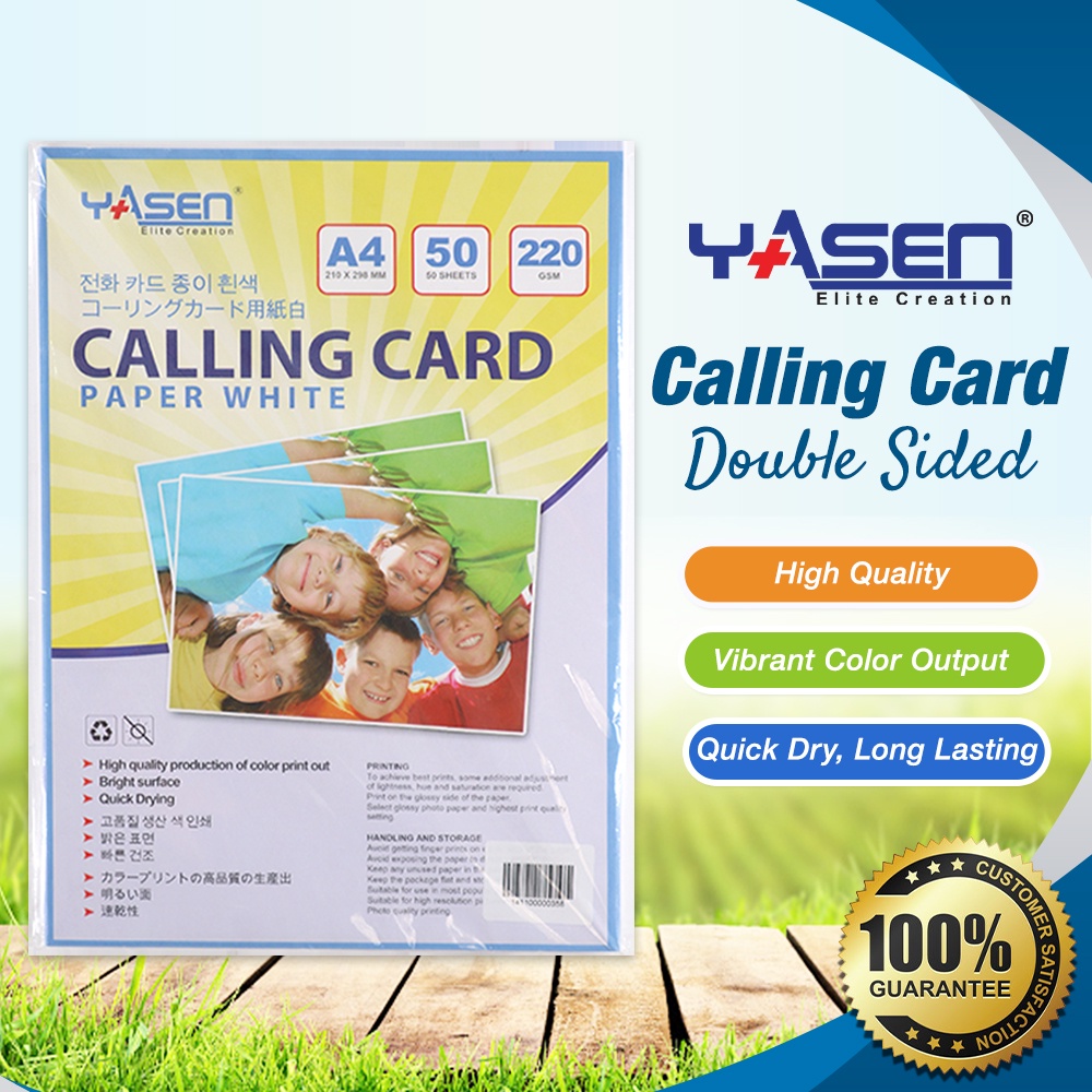 Yasen DoubleSided Matte Calling Card Paper A4 Size Cardstock Paper (50