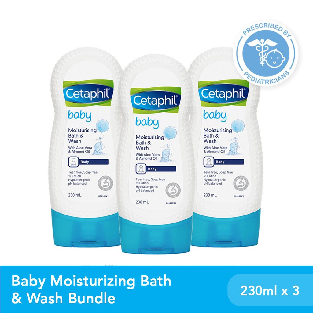 Cetaphil Baby Ultra Moisturizing Bath and Wash 230ml x3 Shopee