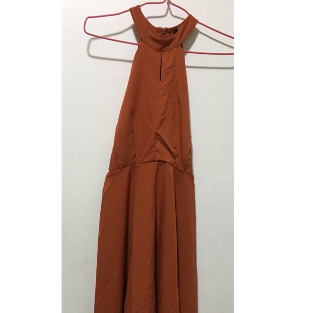 rust orange formal dress