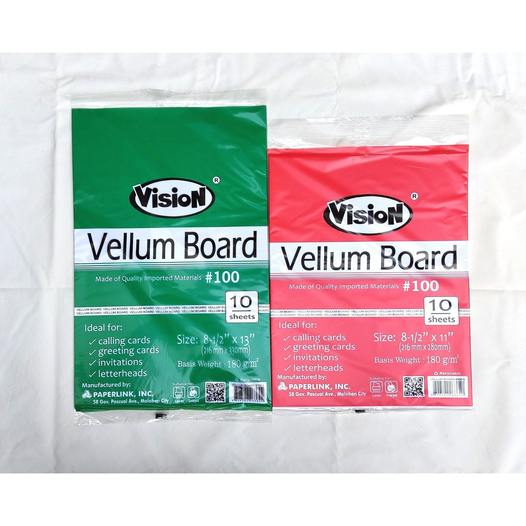 Vellum Board 180gsm And 220gsm Pack Of 10s Shopee Philippines