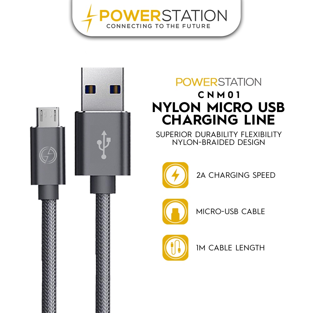 Powerstation Nylon Micro USB Charging Cable 2A 1M Length CNM01 Shopee