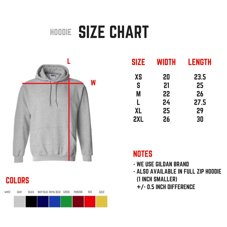 gildan hoodie sizes