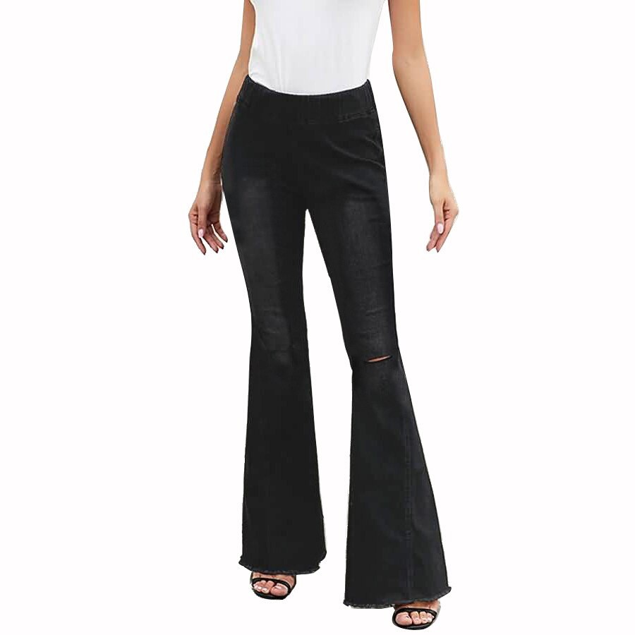 ladies denim jeans with elastic waist