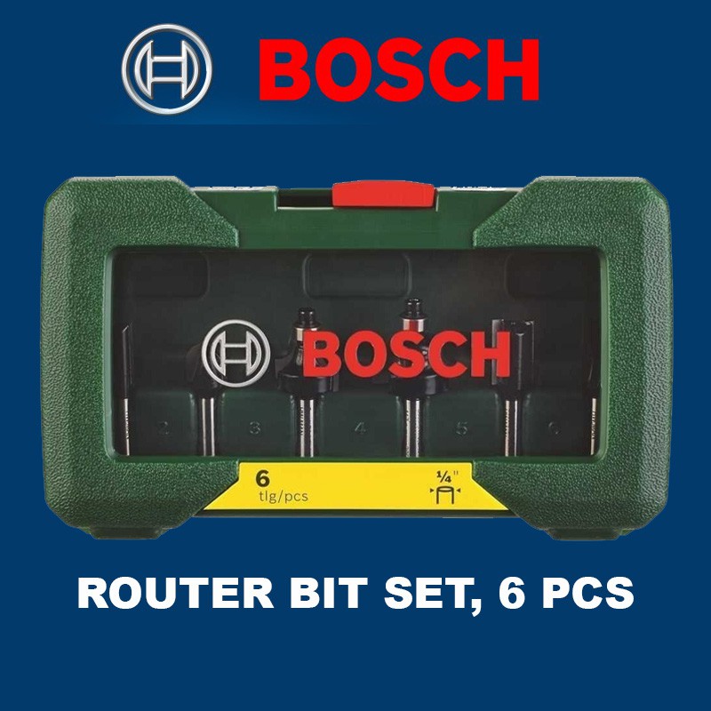 Bosch Router Bit Set 6 pieces 1/4" Shank (2607019462) Shopee Philippines