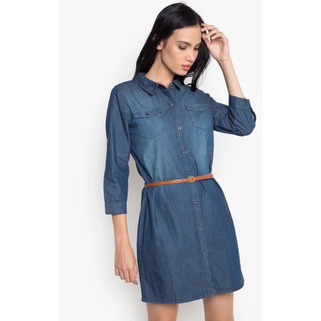 red girl denim dress