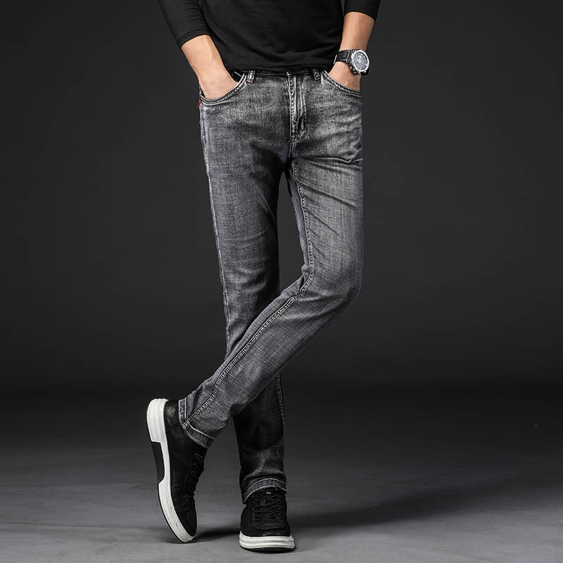 Fashion Men Slim Fit Grey Jeans Denim 