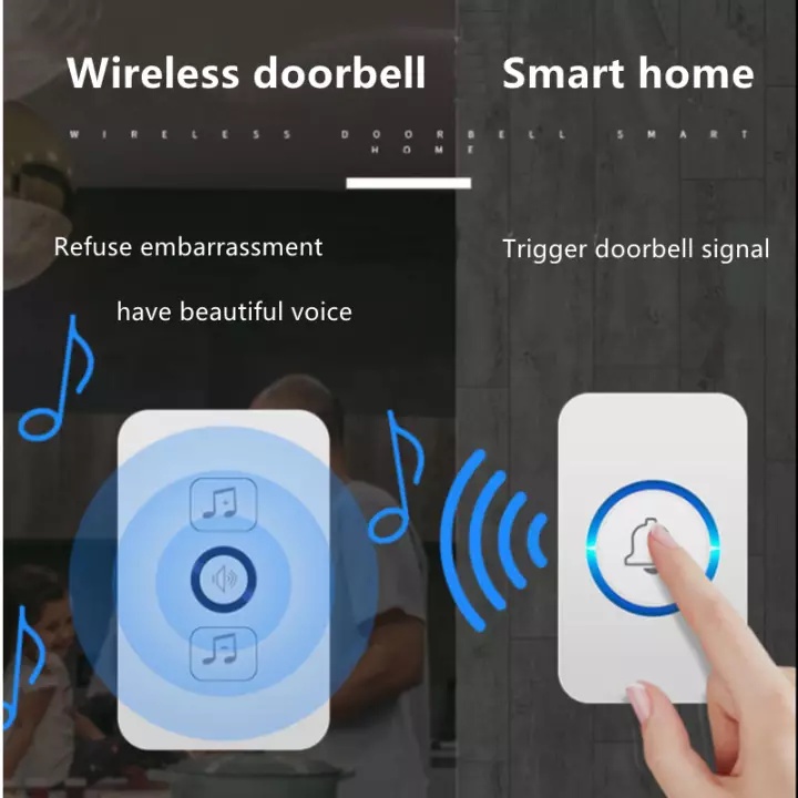 Doorbell Wireless Smart Home Door Bell Waterproof With 62 Ringtones Hole Free Installation For Home - Image 2