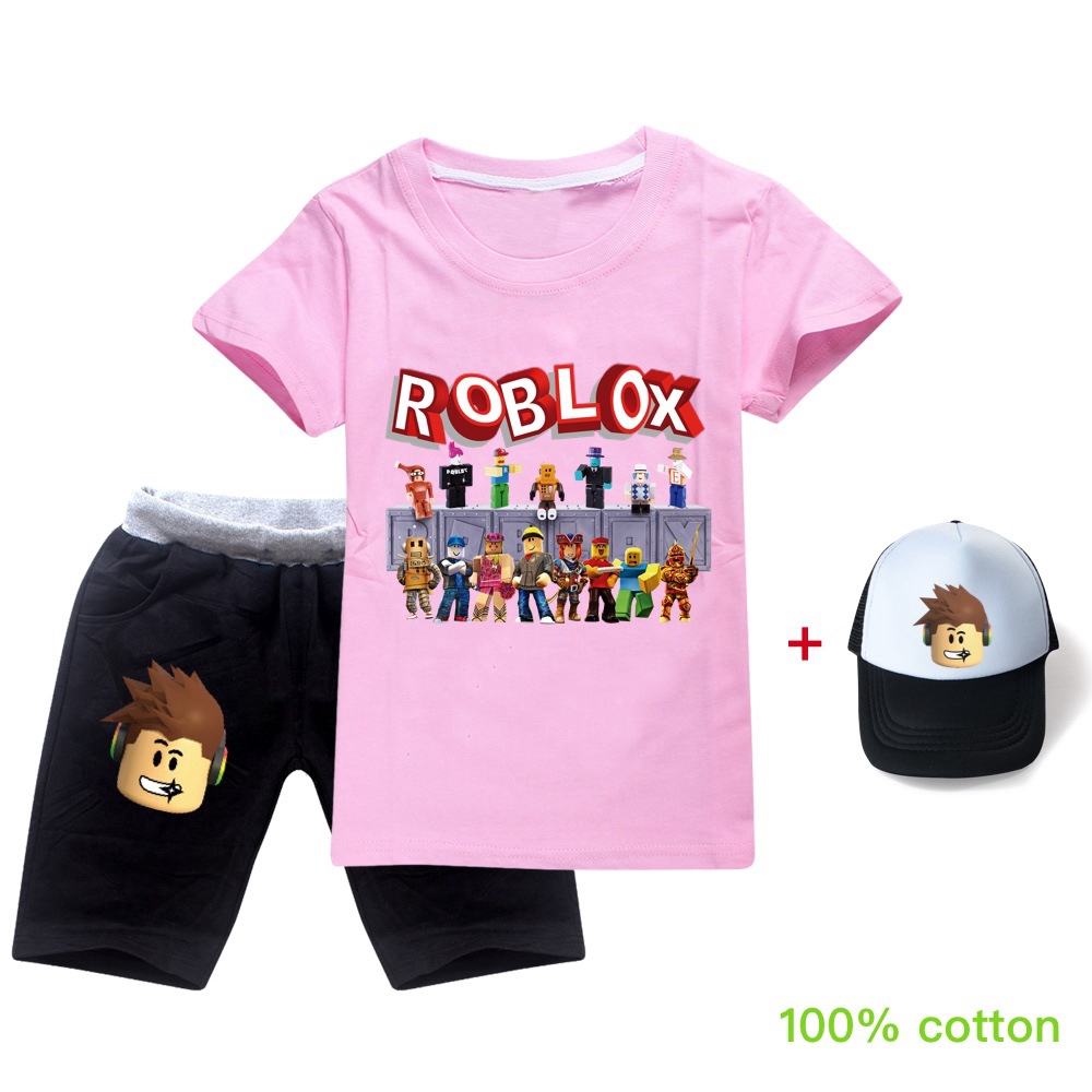 Roblox Sunhats Kids T Shirt Shorts Suit For Boys And Girls Three Pieces Set Cartoon Shorts For Teens Shopee Philippines - boy summer set kids roblox clothes shirt shorts cartoon suit shopee philippines
