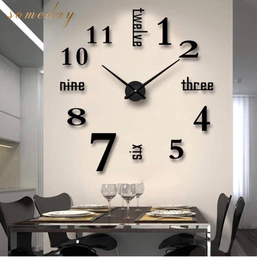 Mirror DIY Large Wall Clock DIY Wall Clock 3D Mirror Sticker Metal