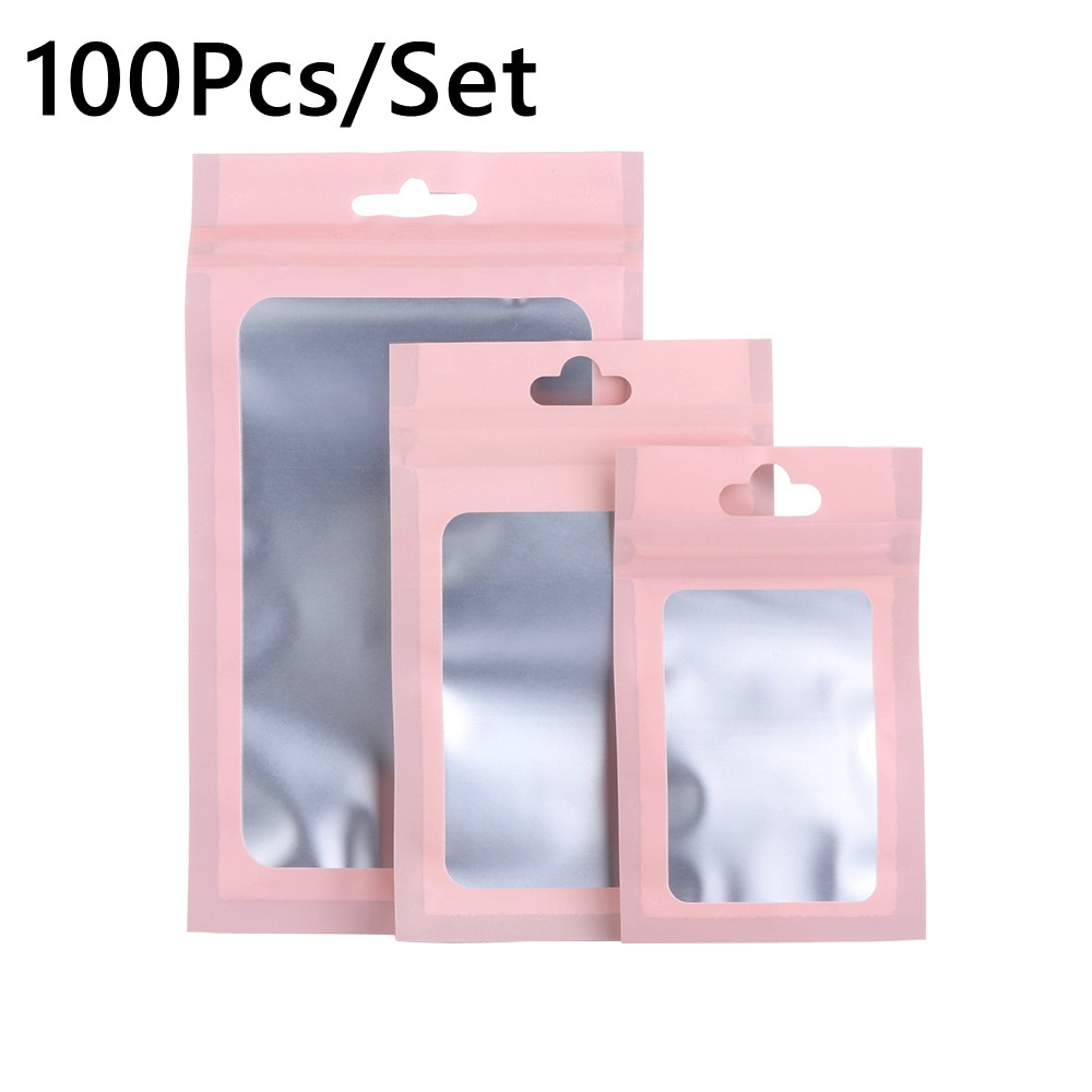100pcs Matte Pink Ziplock Aluminum Foil Liptint Pouch Bag Plastic ...