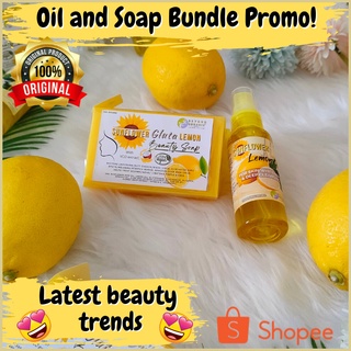 Gluta Lemon Sunflower Soap and Oil Combo (Pimple & stretch mark care, inguinal & armpit lightener)
