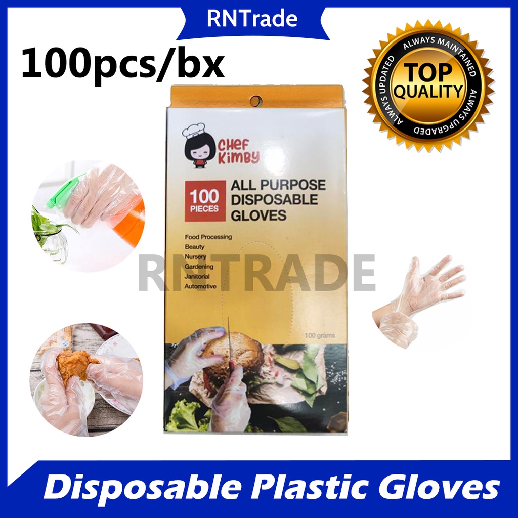 Chef Kimby Disposable Plastic Gloves HDPE Gloves 100pcs/pack Shopee