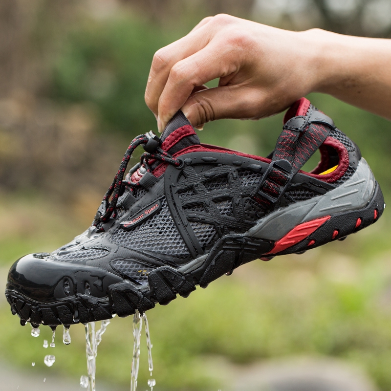 water and hiking shoes