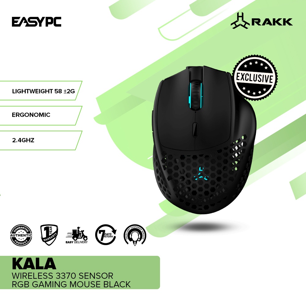 EasyPC RAKK KALA Wireless 3370 Sensor RGB Gaming Mouse Black or White