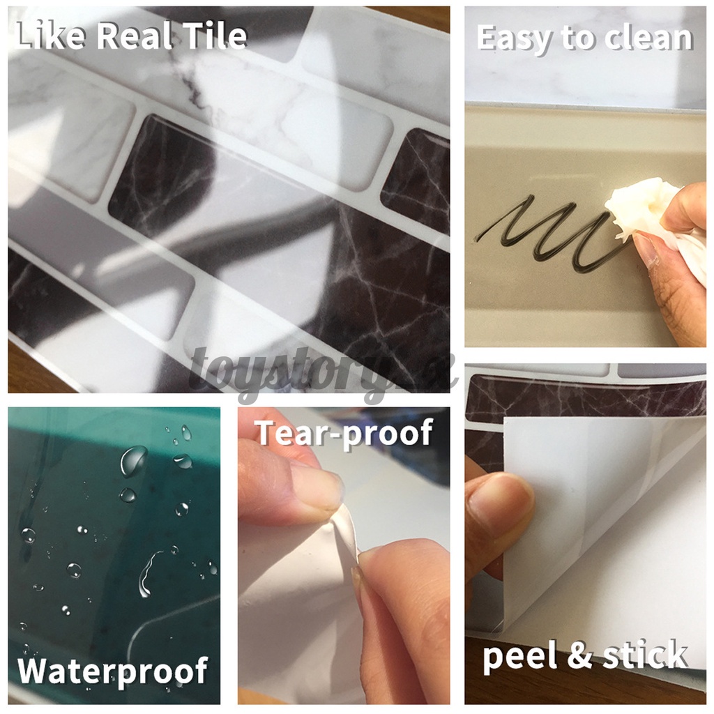 Waterproof Kitchen Tile Stickers Bathroom Mosaic Sticker Self-adhesive Wall Stickers Wall Paper DIY Home Decor(54/27/9PCS)