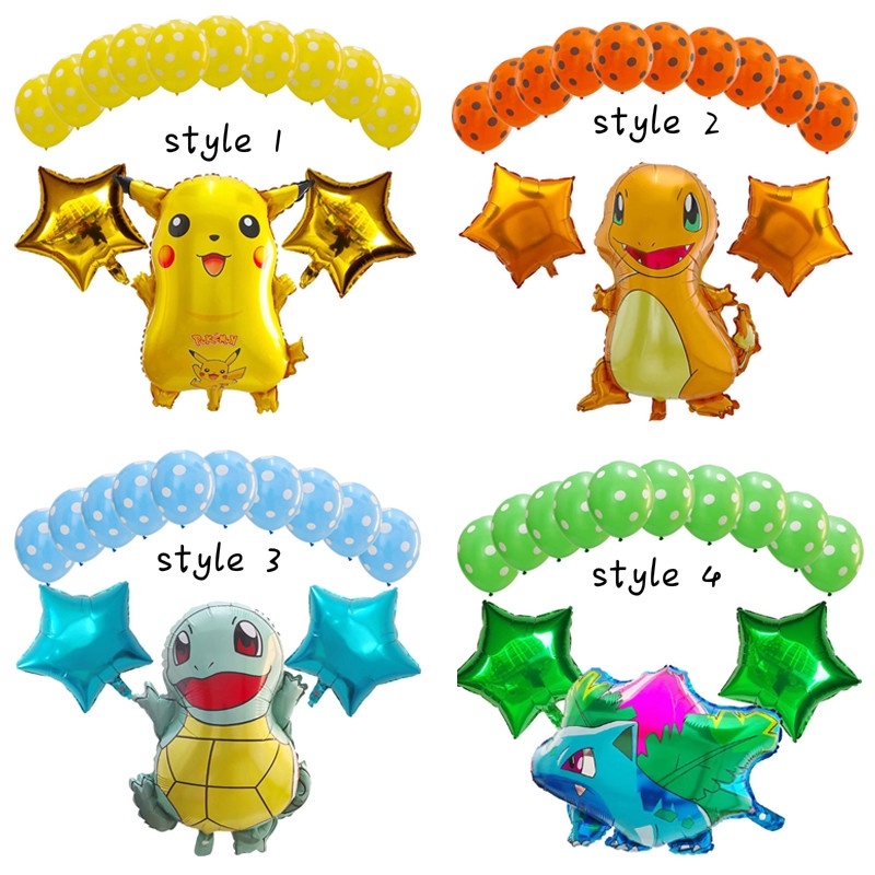 13pcs Cartoon Pokemon Pikachu Jenny Turtle Foil Balloons Baby