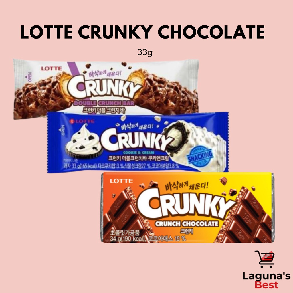 Lotte Crunky Chocolate Bar Cookies and Cream and Double Crunch 33g