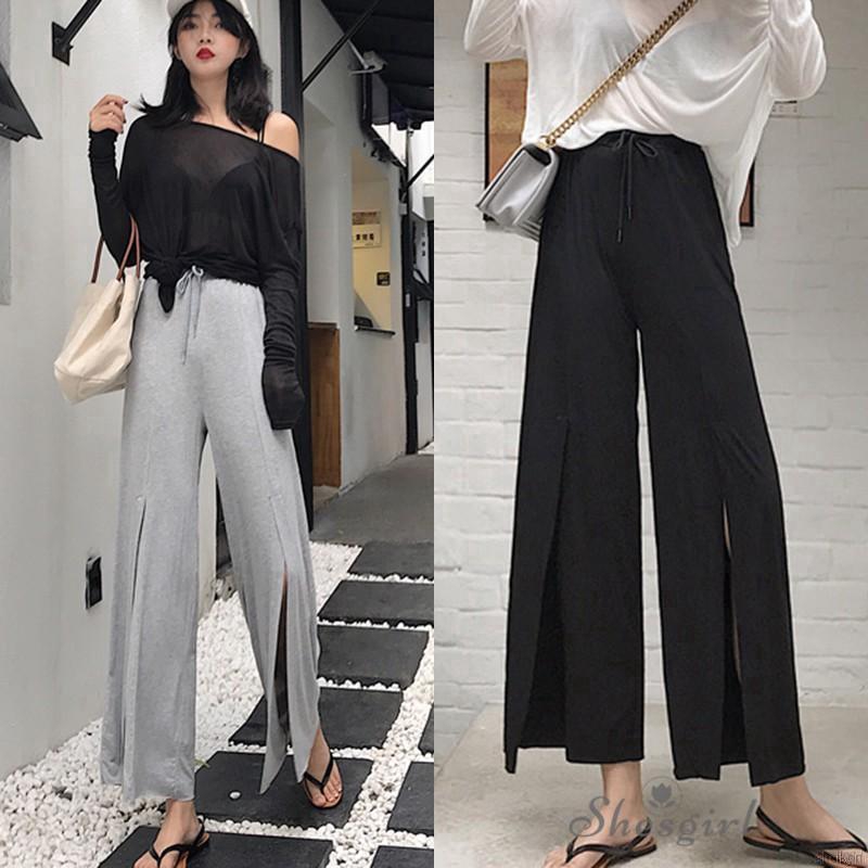 wide split leg pants