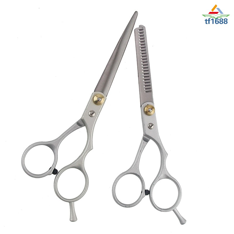 2 Pcs Set Salon Hair Cutting Cutter Stainless Steel Scissor