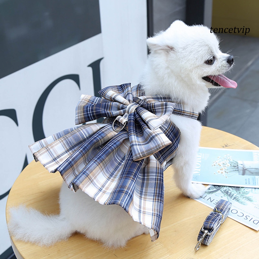 tencetvip Pet Harness Leash Plaid Pattern Adjustable Breathable Pet Cats Puppy Chest Strap Dress Traction Rope Kit for Pet Training #5