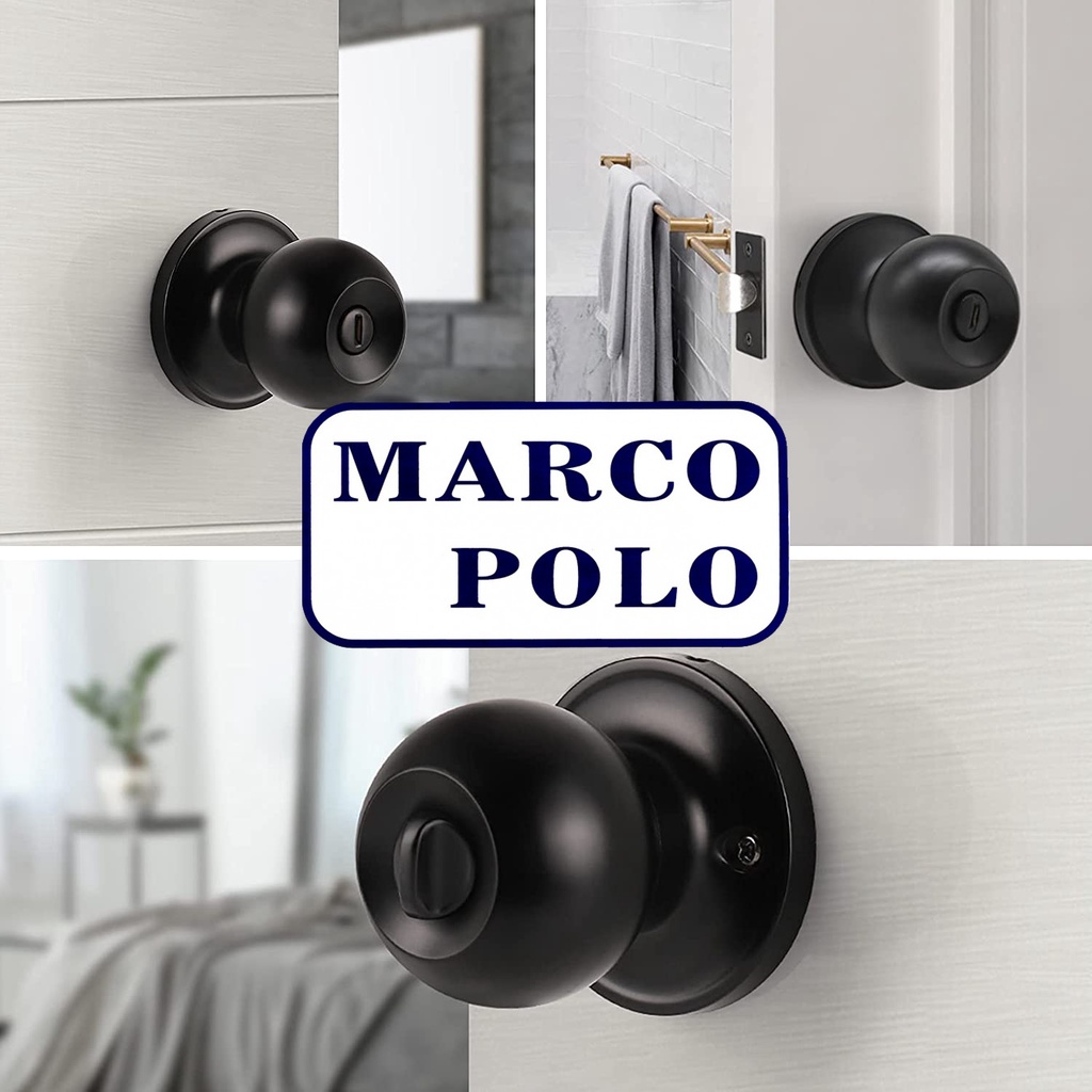 Bed and Bath Door Knob Matte Black Door knob / Door lock MARCO POLO