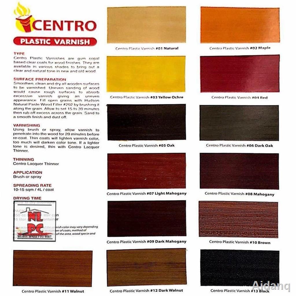 Centro Plastic Varnish 350cc Bottle Brown Maple Mahogany Walnut Natural
