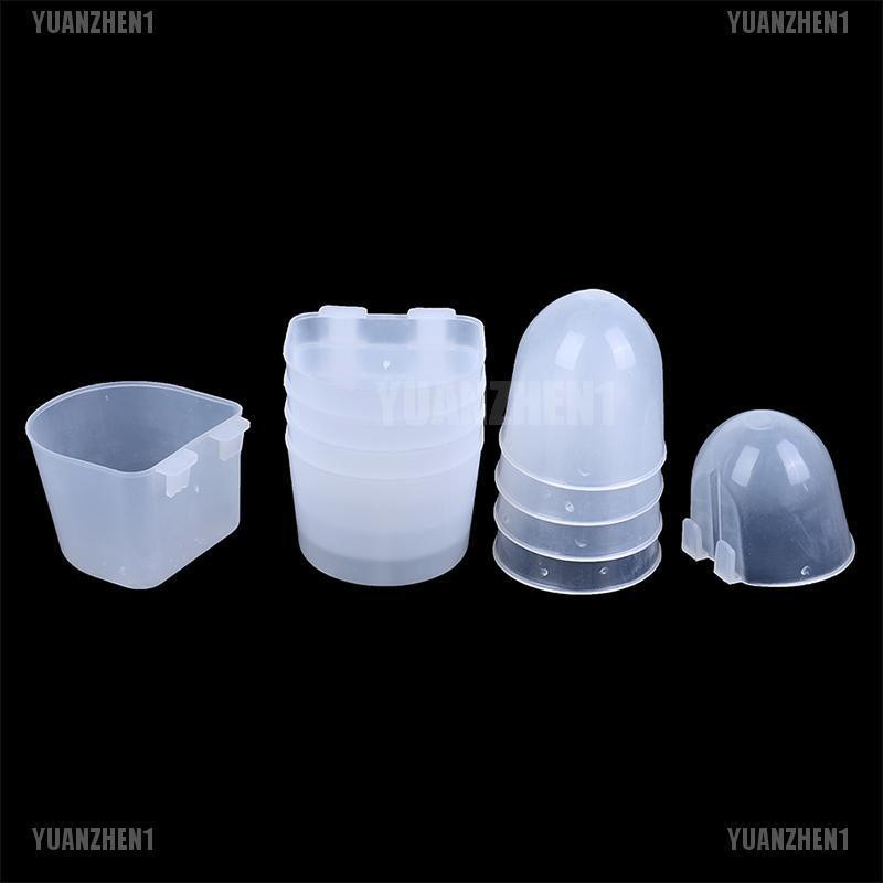 Yuanzhen1 5pcs Bird Feeder Round Square Bottom Feeder Bowl