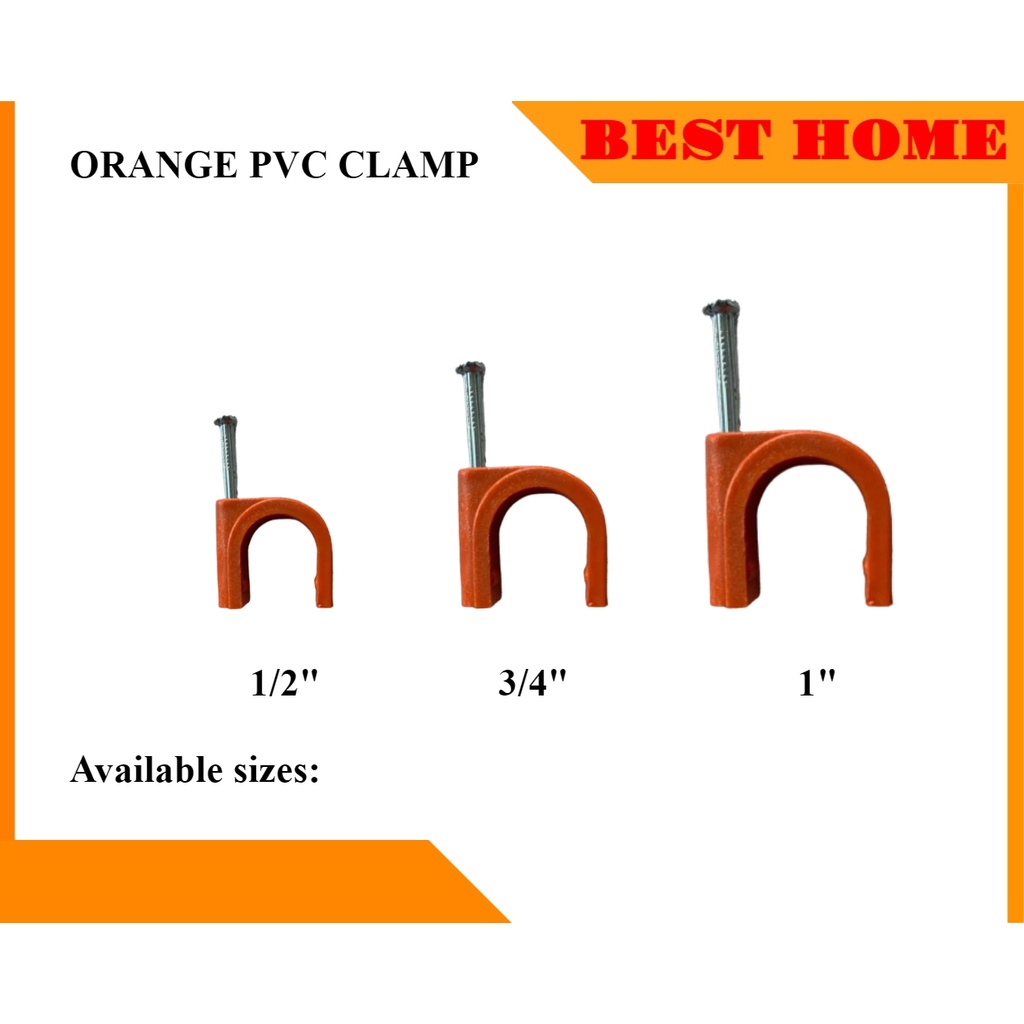 BH1282 PVC Clamp Electrical Waterline w/nail heavy duty for flexible
