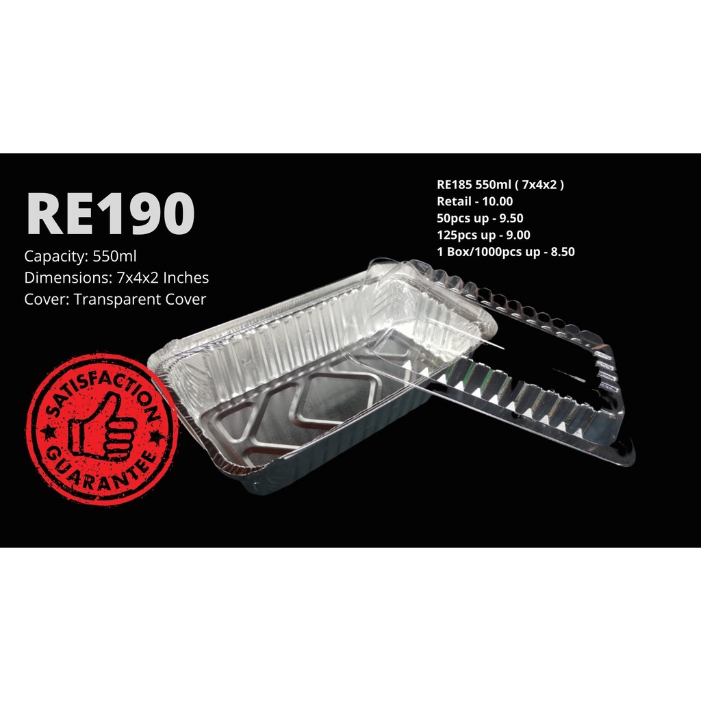 Aluminum Pan With Lid (125pcs) RE190 550ml ( 7x4x2 ) Shopee Philippines