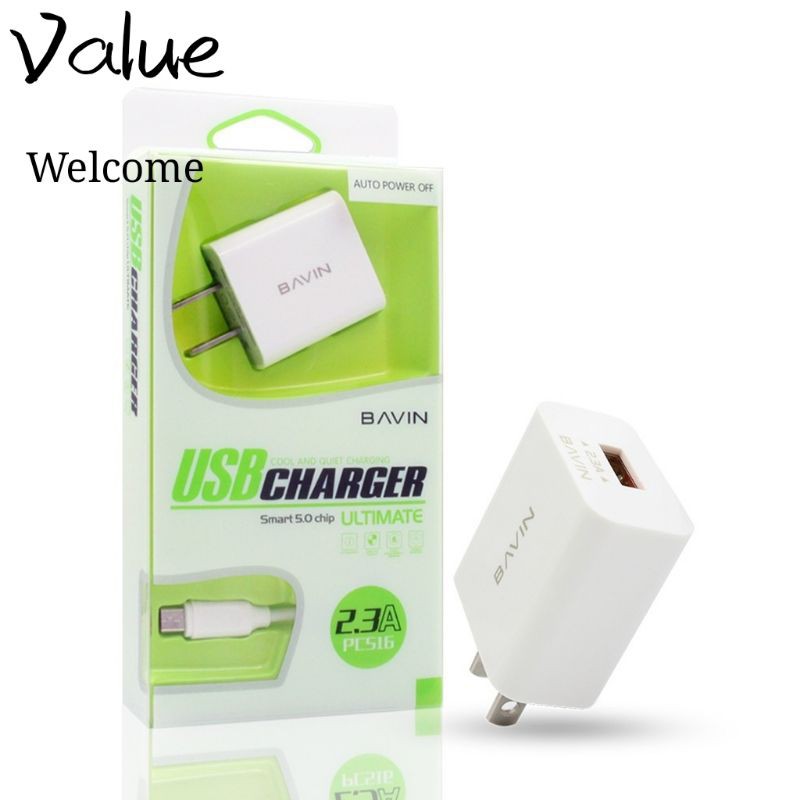 Original BAVIN 1.3A/2.3A Fast Charger Adapter With Cable USB Quick