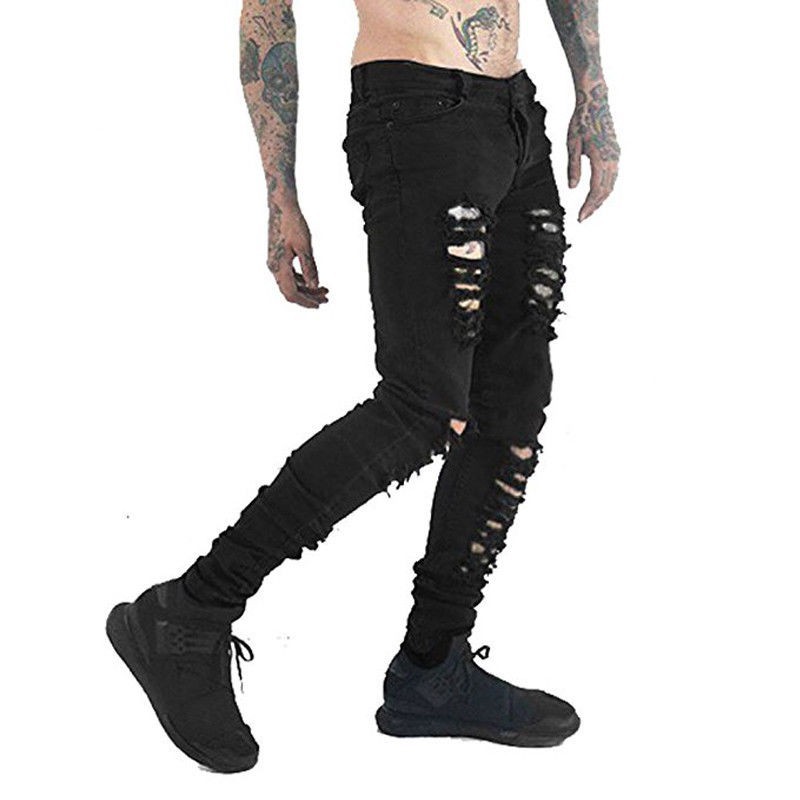 destroyed black skinny jeans