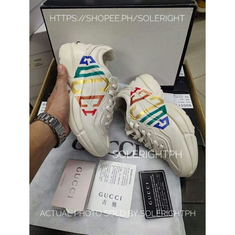 Gucci Rhyton Rainbow Sneakers Men and Women Shoes | Shopee Philippines
