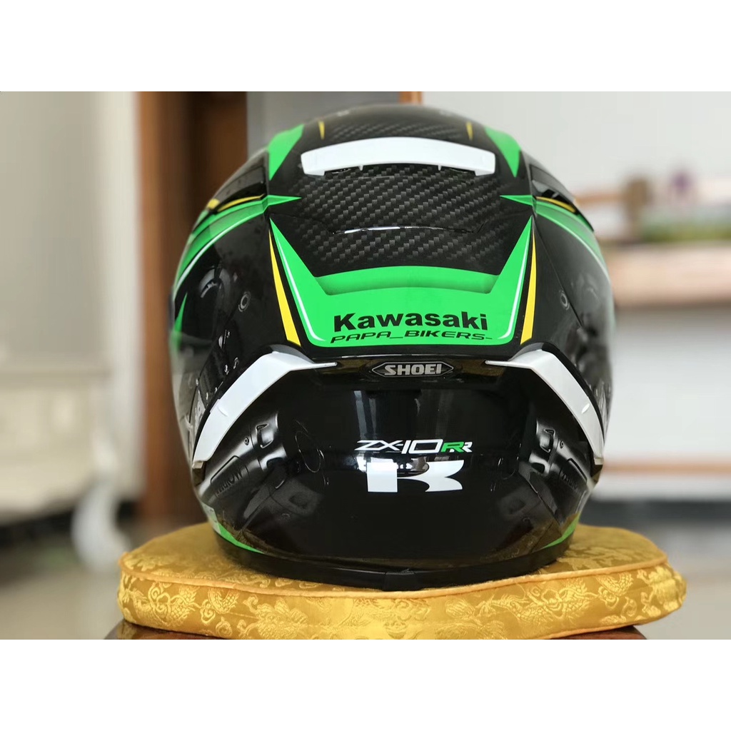 Full Face Motorcycle Helmet Shoei X14 Kawasaki Green Visor