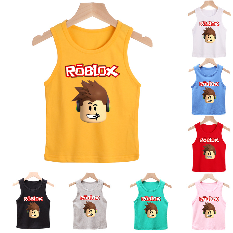 Ready Stock 8 Colors Kids Roblox Cartoon Fashion Cotton Tank Top Kids Sleeveless Singlet 90 140cm Wholesale Available Shopee Philippines - yellow tank top roblox