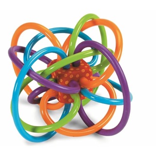 manhattan toy skwish color burst rattle and teether grasping activity toy