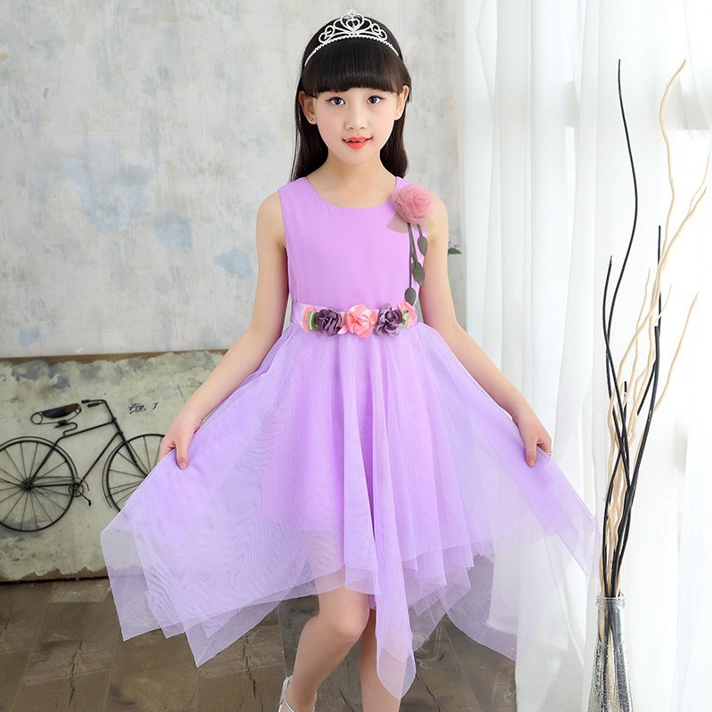 Girls purple linen dress for ages 1-16