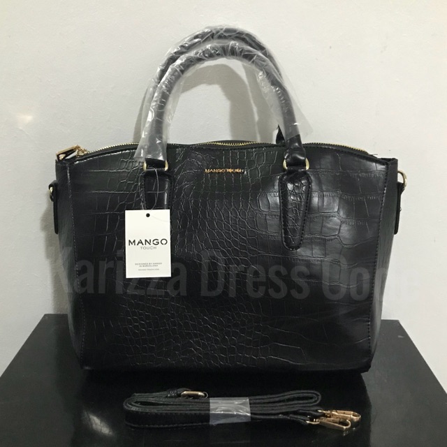 mango black croc bag