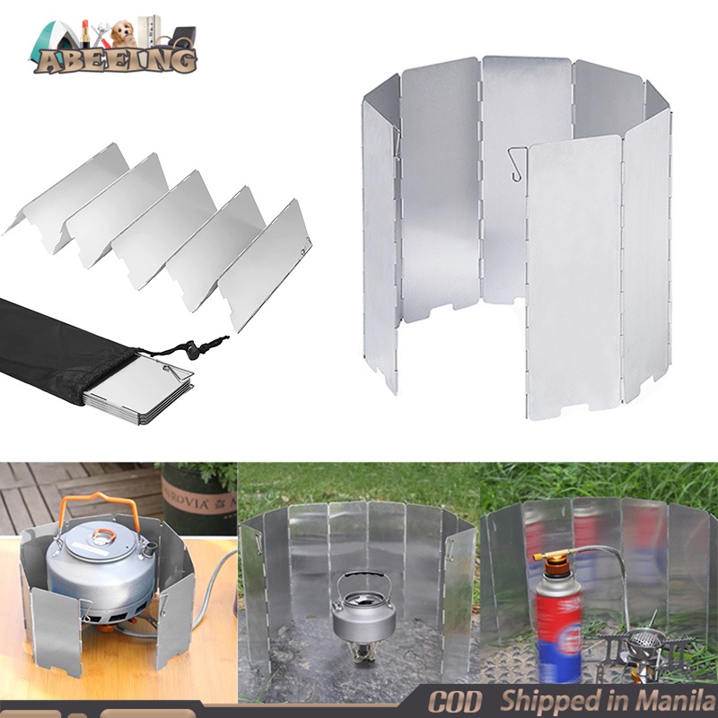 8 Pcs Camping Stove Wind Shield Stainless Steel Folding Wind Deflector