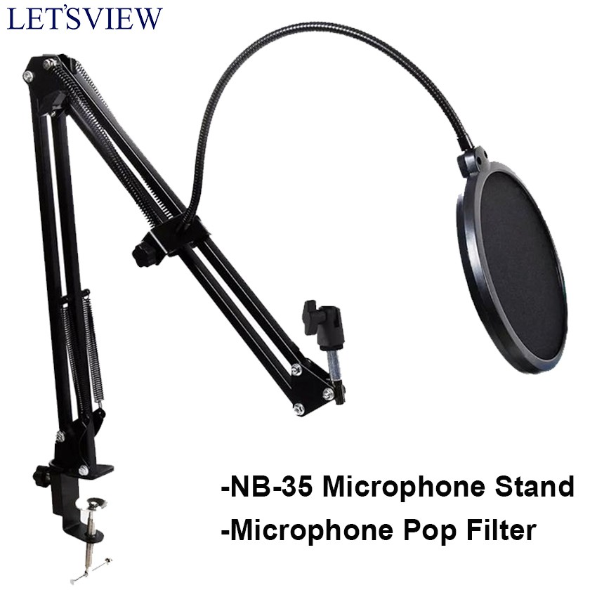 (BUNDLE) Lestview NB35 Microphone Stand WITH Microphone Pop Filter