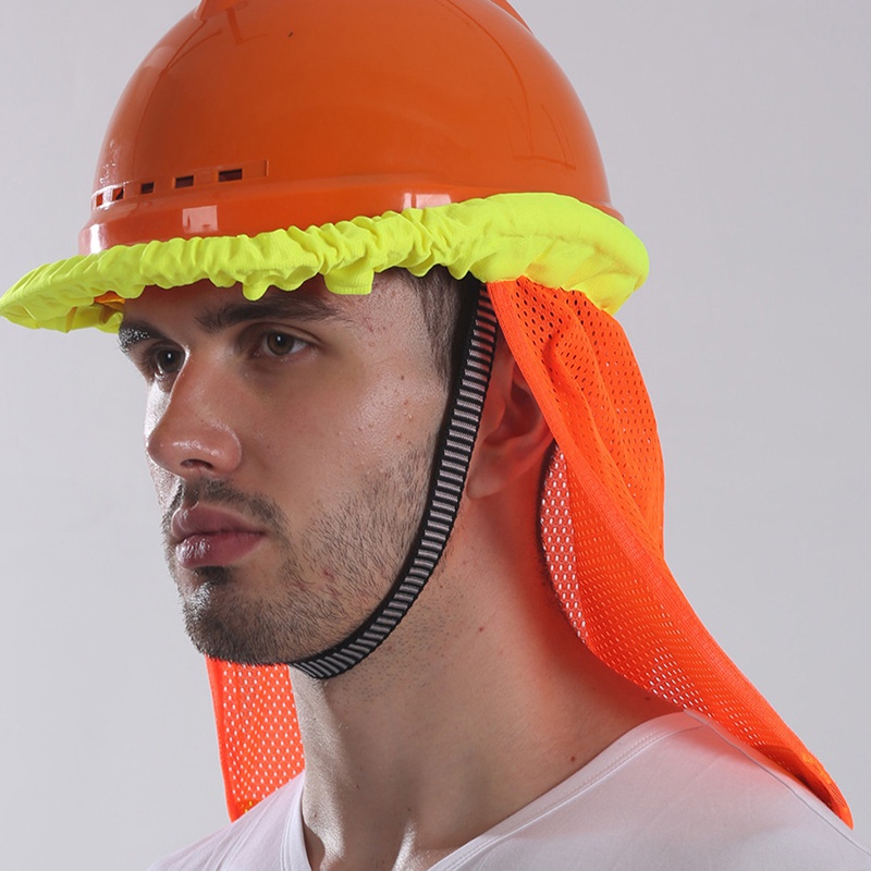 Safety Hard Hat Helmet Neck Cover Reflective High Visibility Mesh Sun