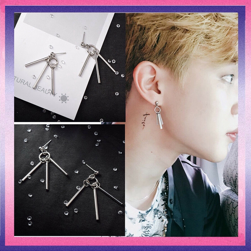 2pcs KPOP BTS Jimin Earrings Bangtan Boys Tassel Long Chain Earring