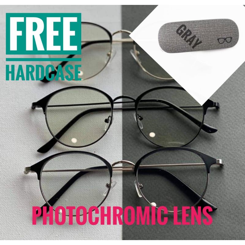 Trendy photochromic lens eyeglasses anti rad replaceable lens | Shopee ...
