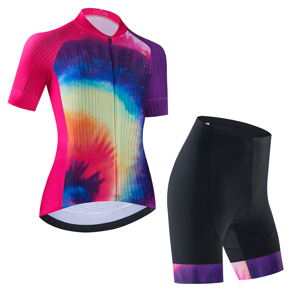 Women's Cycling Jersey Short Sleeve Bike Shirt Bicycle Tops Breathable Biking Jerseys Reflective 