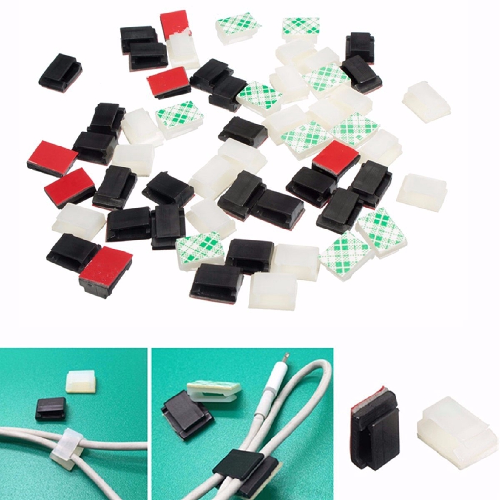 30pcs Plastic Wire Tie Cable Mount Self-adhesive Ties Organizer Holder Line